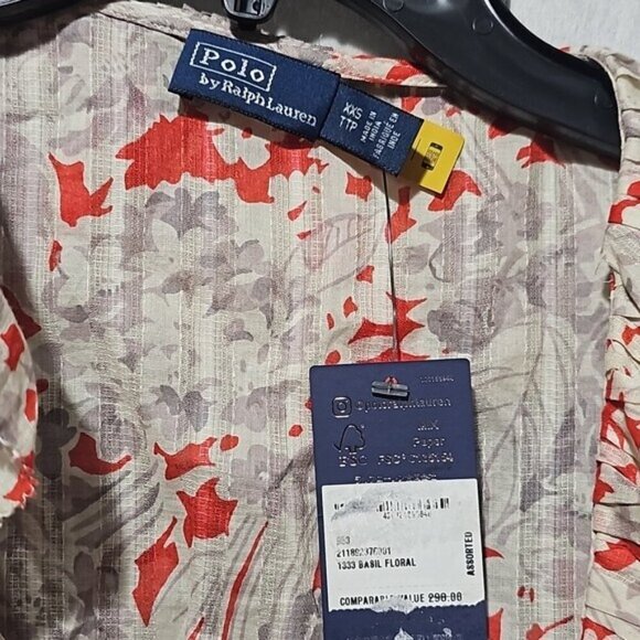 Polo Ralph Lauren Ruffled Floral Cotton Wrap Top Size XXS NWT - Picture 6 of 12
